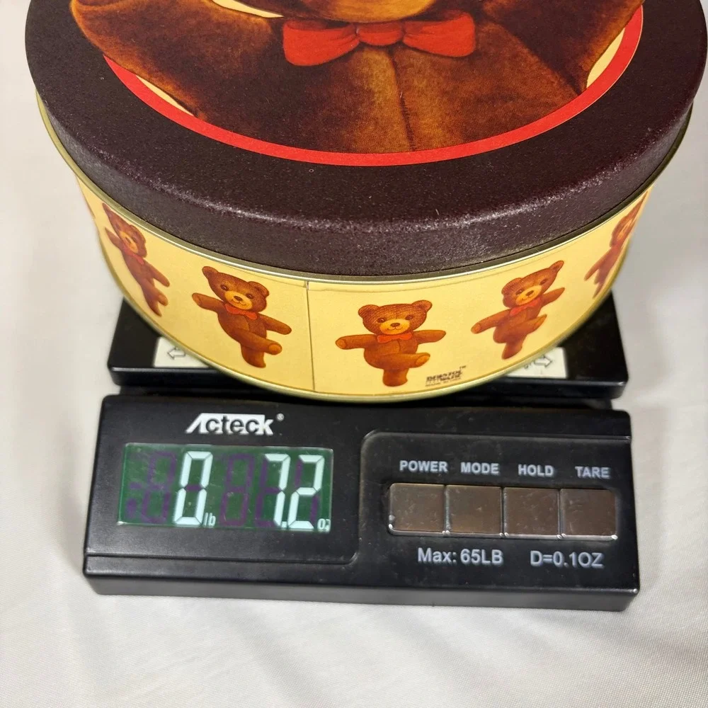 Vintage Teddy Bear Round Metal Storage Tin Collectible Nursery Decor 7 Inch